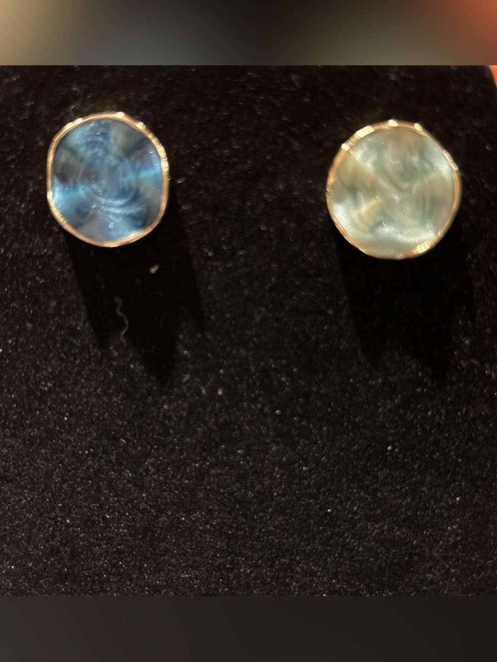 Elegant Blue Mother-of-Pearl looking Stud Earrings